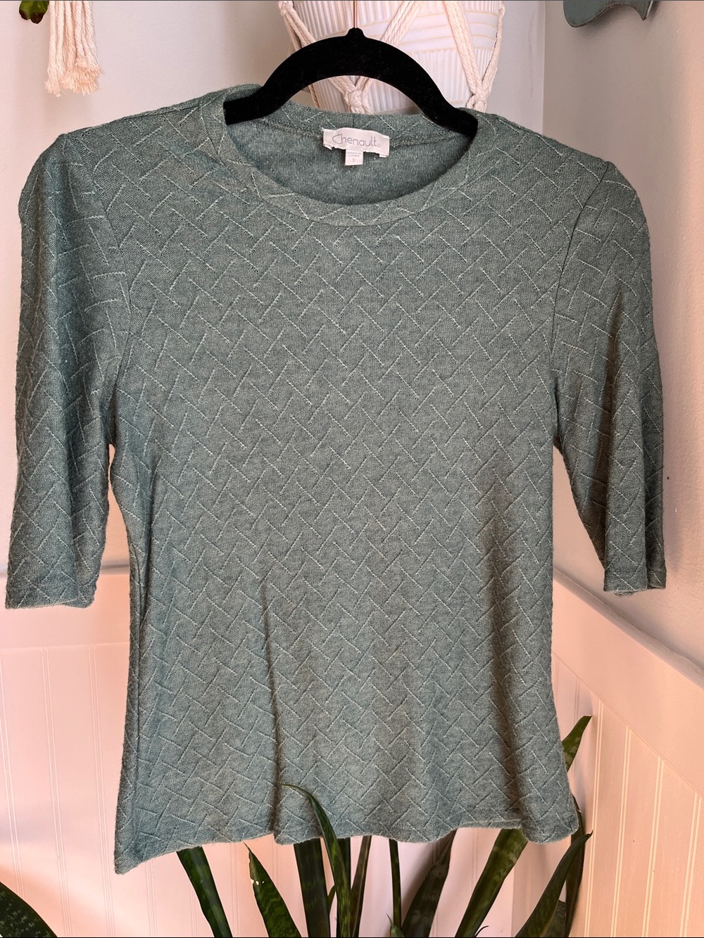 Chenault Sage Green Textured Knit Top